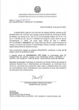 MP QUER EXPLICAÇÃO DA PREFEITURA 