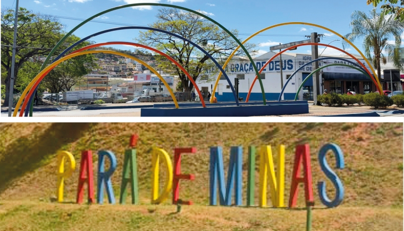 ARCOS DA PONTE GRANDE E NOME DA CIDADE COLORIDOS
